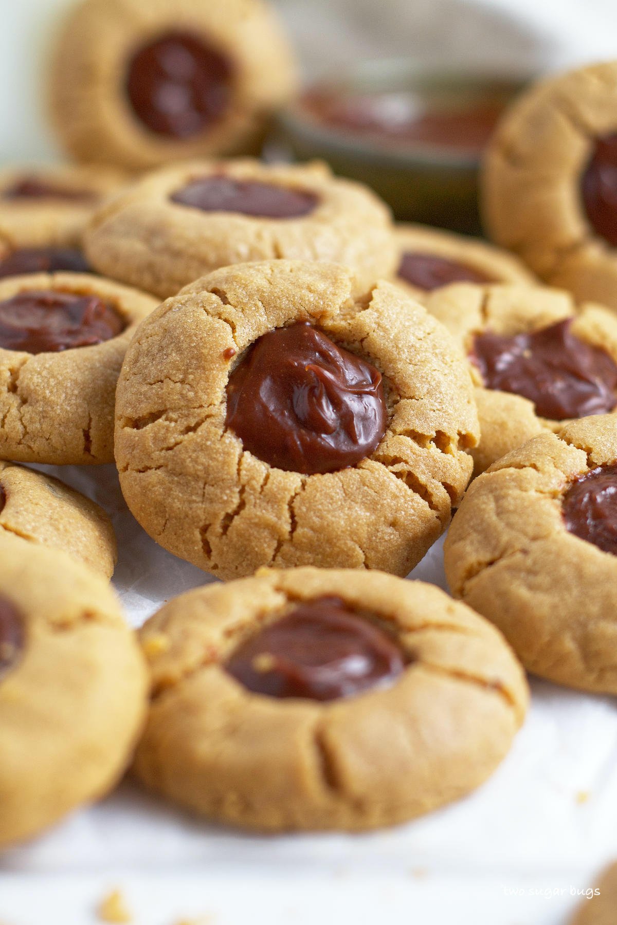 peanut butter thumbprint cookies with chocolate ganache