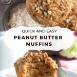 pinterest image for peanut butter muffins