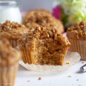 peanut butter muffin with a bite missing