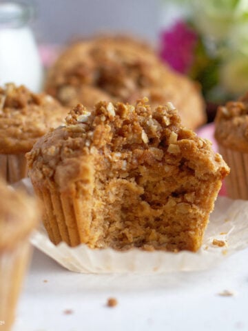 peanut butter muffin with a bite missing