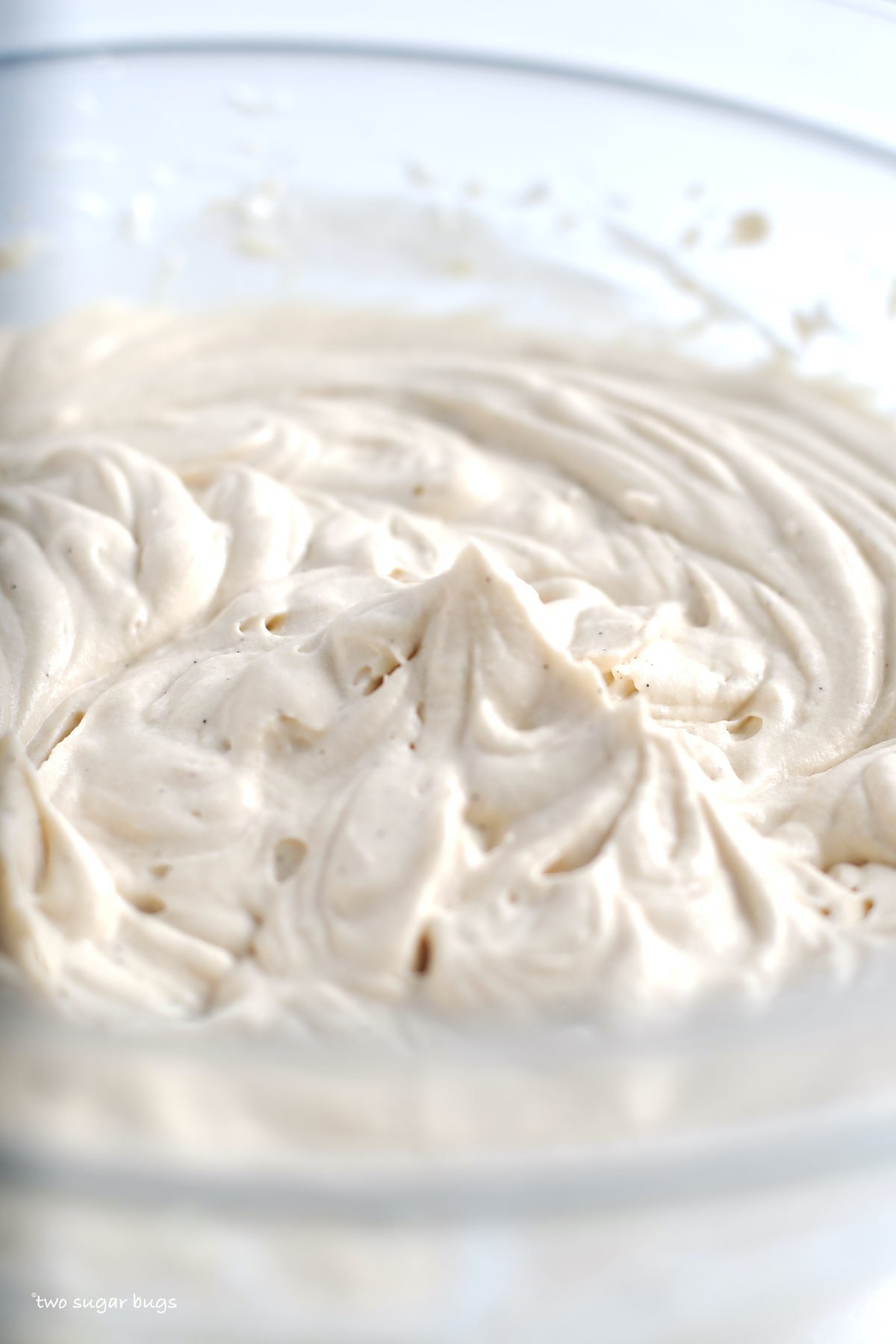 whipped mascarpone frosting in a bowl