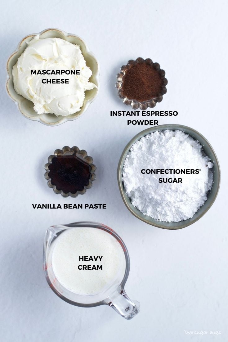 ingredients for whipped mascarpone frosting