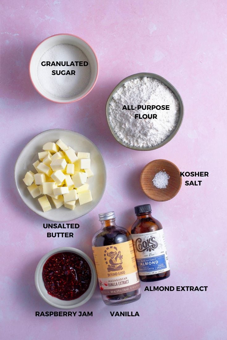 ingredients needed for raspberry crumble cookies