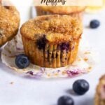 pinterest graphic for healthy lemon blueberry muffins