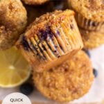 pinterest graphic for healthy lemon blueberry muffins