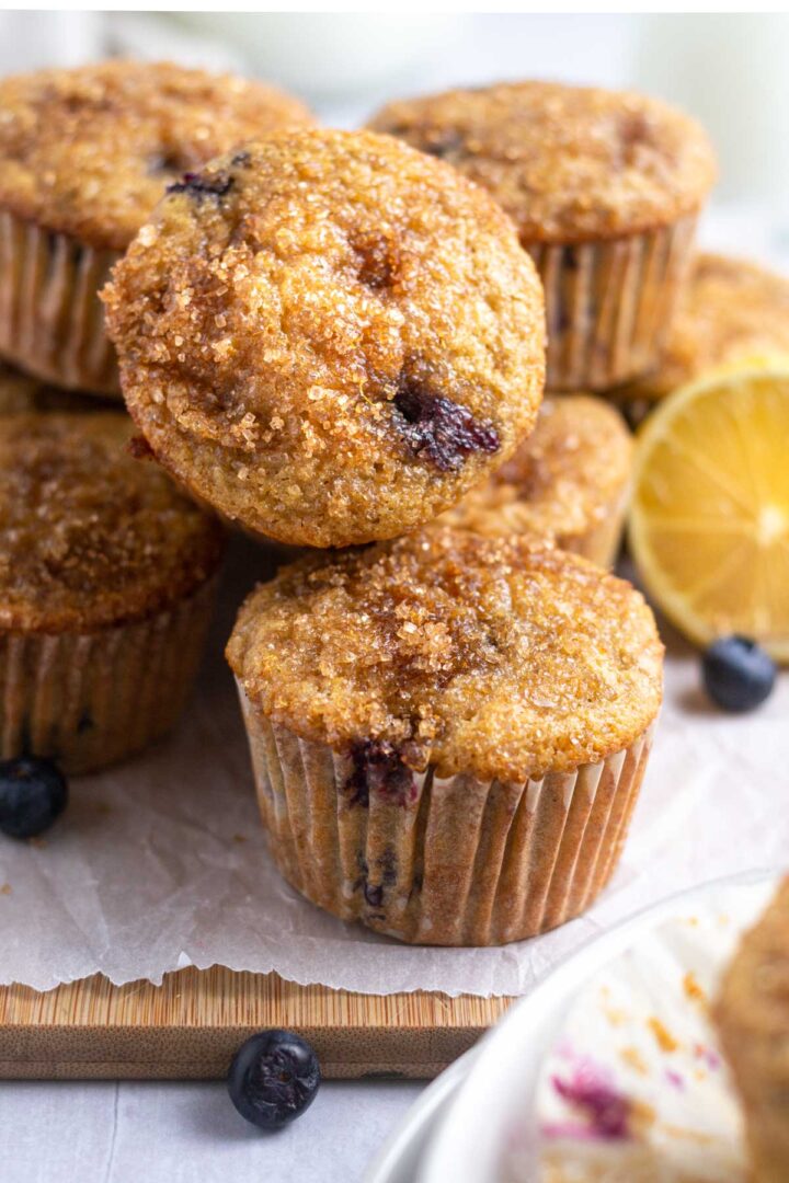 Healthy Lemon Blueberry Muffins ~ two sugar bugs