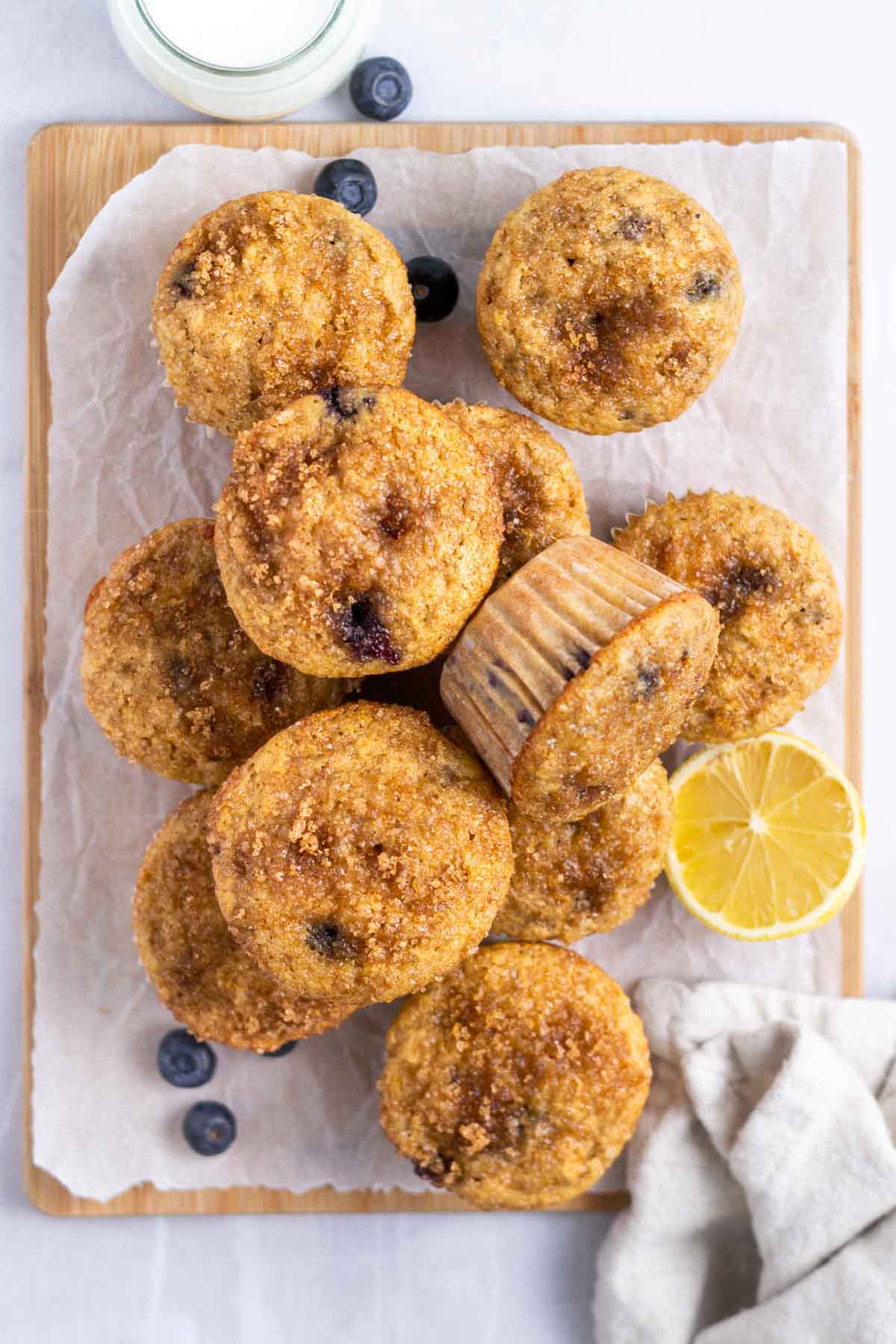 muffins on a parchment lined cutting board