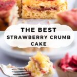 pinterest image for strawberry crumb cake