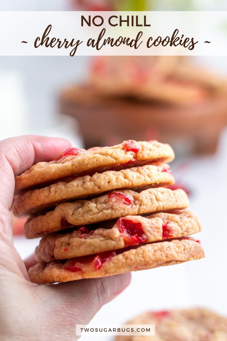 Cherry Almond Cookies {NO CHILL} two sugar bugs