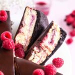 pinterest graphic for chocolate raspberry cheesecake