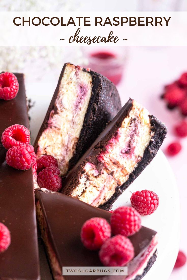 The BEST Chocolate Raspberry Cheesecake ~ two sugar bugs