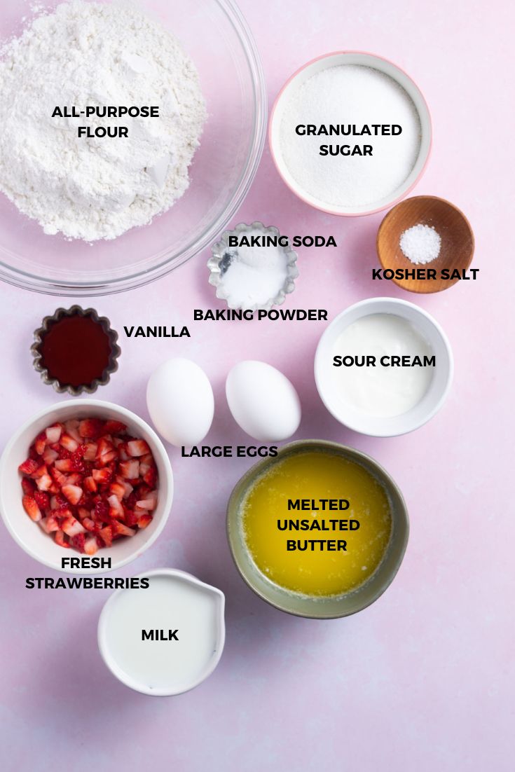 ingredients for strawberry filled cupcakes