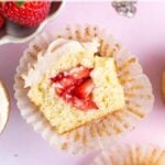 pinterest graphic for strawberry filled cupcakes