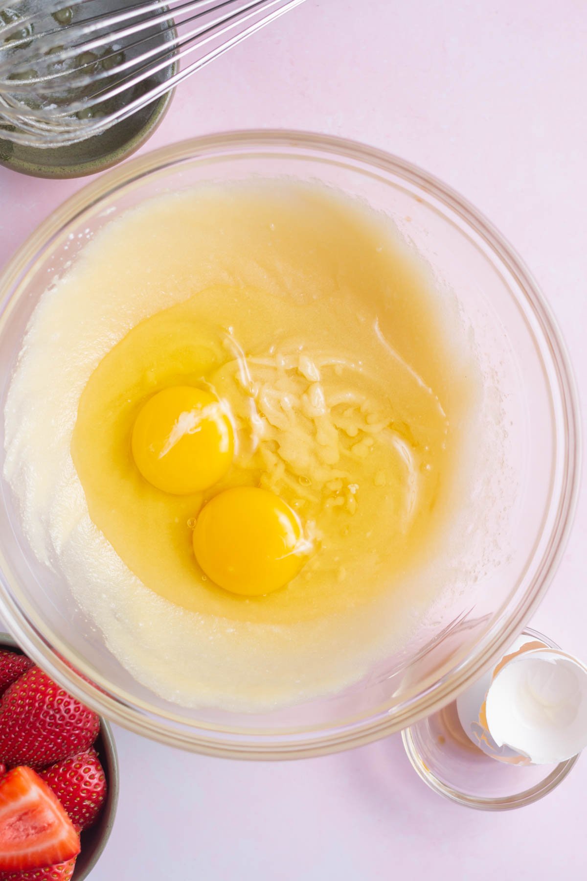 eggs added to vanilla cake batter