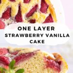 pinterest graphic for strawberry vanilla cake