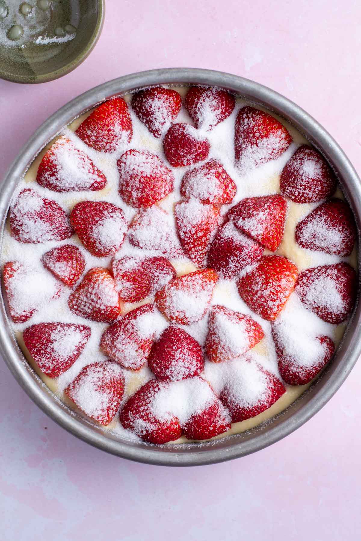 granulated sugar sprinkled over the strawberry topping