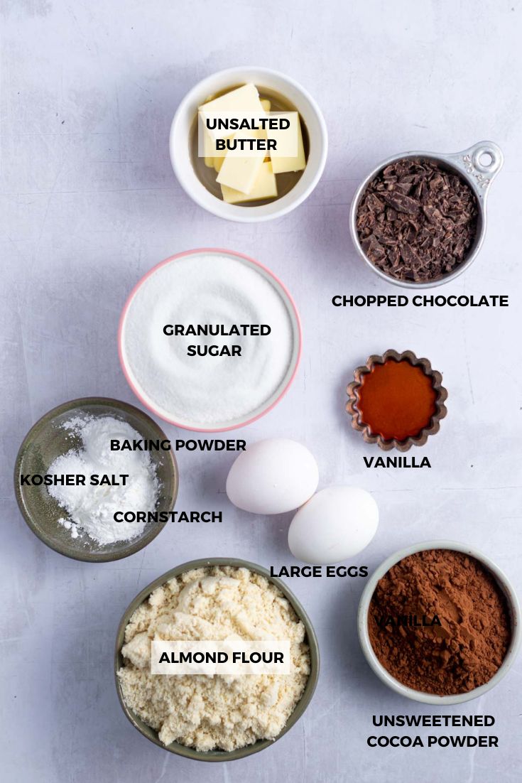 ingredients for almond brownies