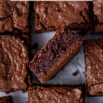 pinterest graphic for almond brownies