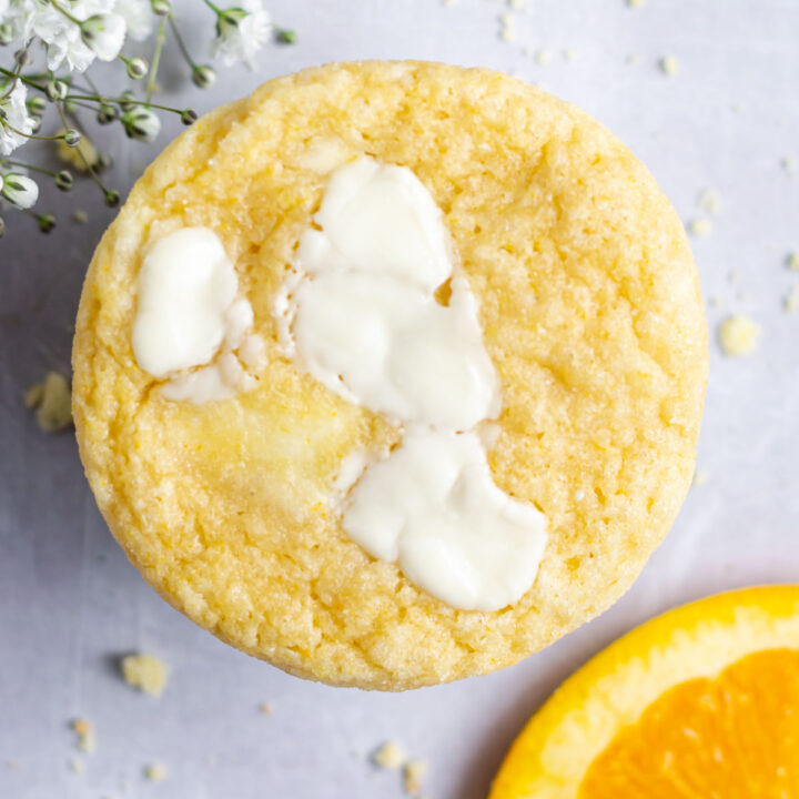 cookie with an orange slice and flowers