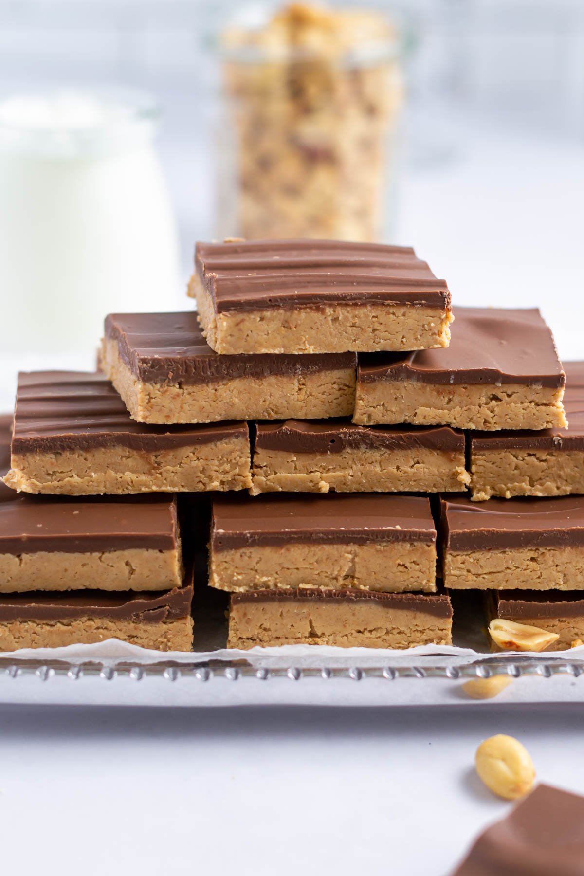 pile of buckeye bars on a platter