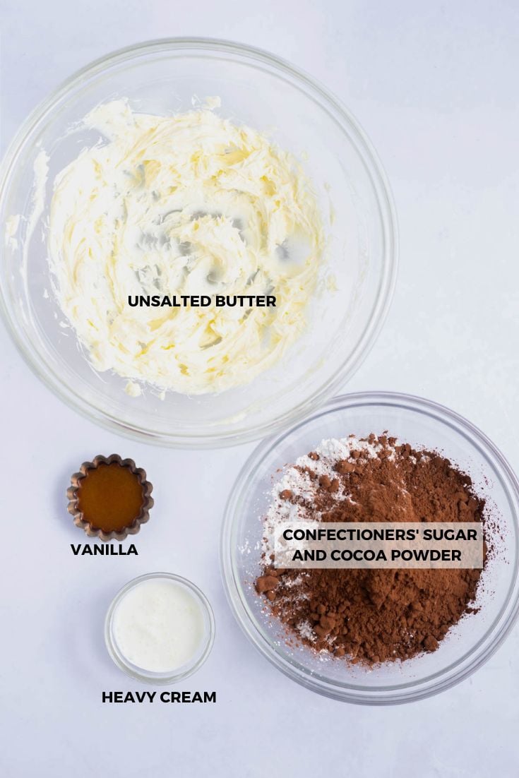 ingredients for the chocolate buttercream frosting
