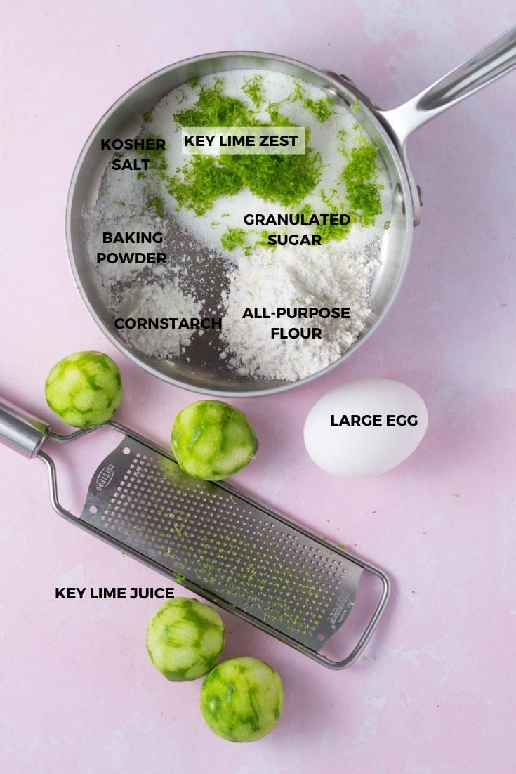 ingredients for the key lime filled cookies