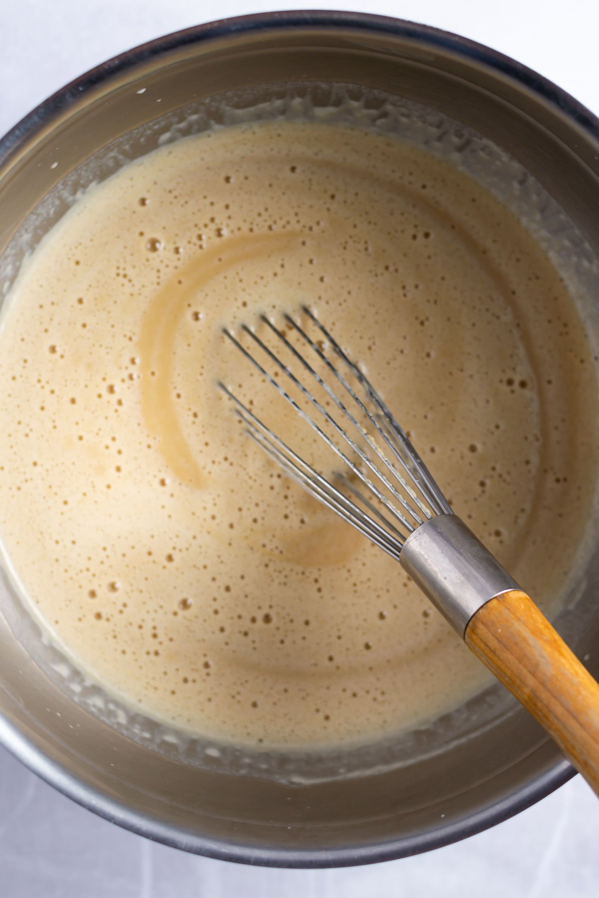ice cream base whisked together with half of the butterscotch.