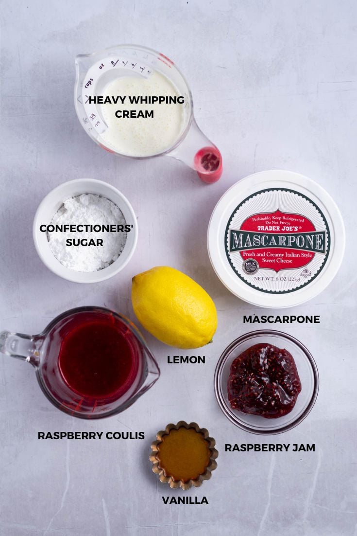 ingredients needed for lemon raspberry tart filling
