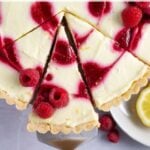 pinterest image for lemon raspberry tart