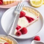 pinterest image for lemon raspberry tart