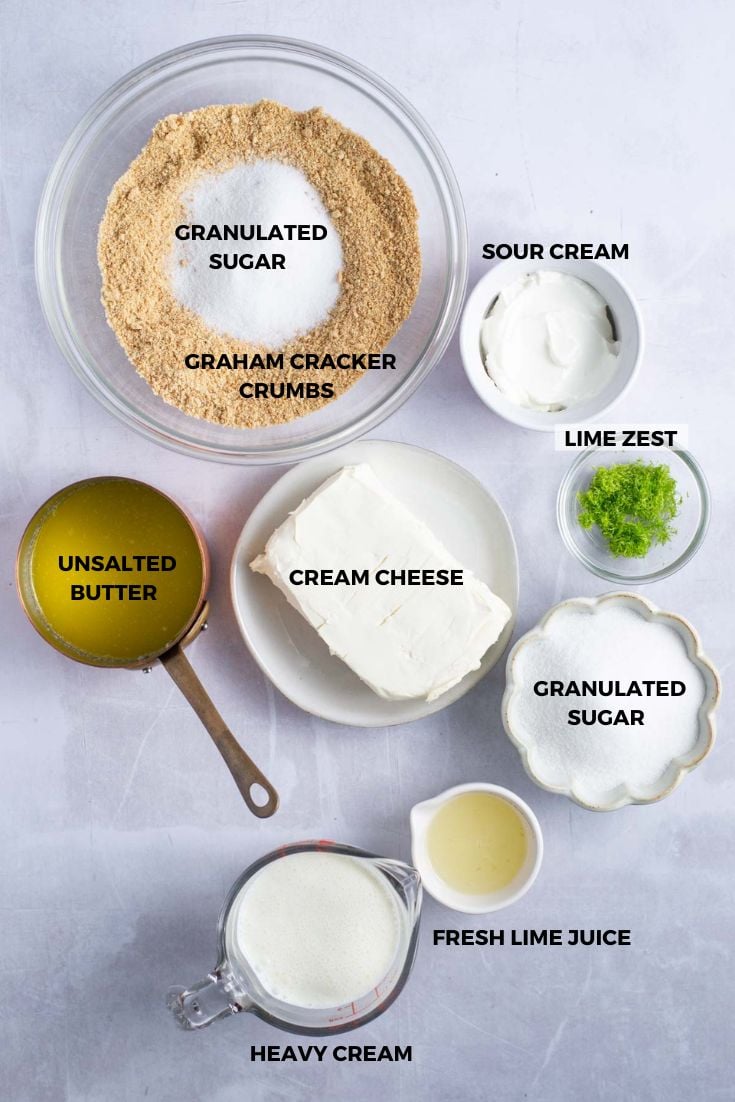 ingredients for mini key lime cheesecake