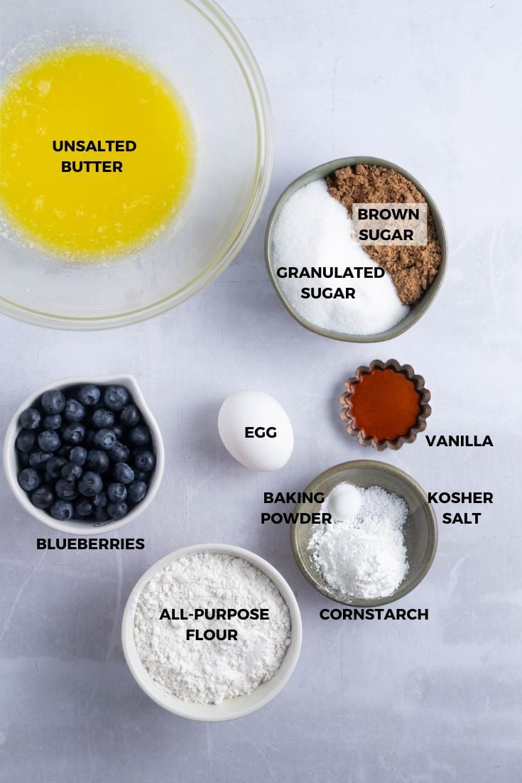 ingredients for blueberry blondies