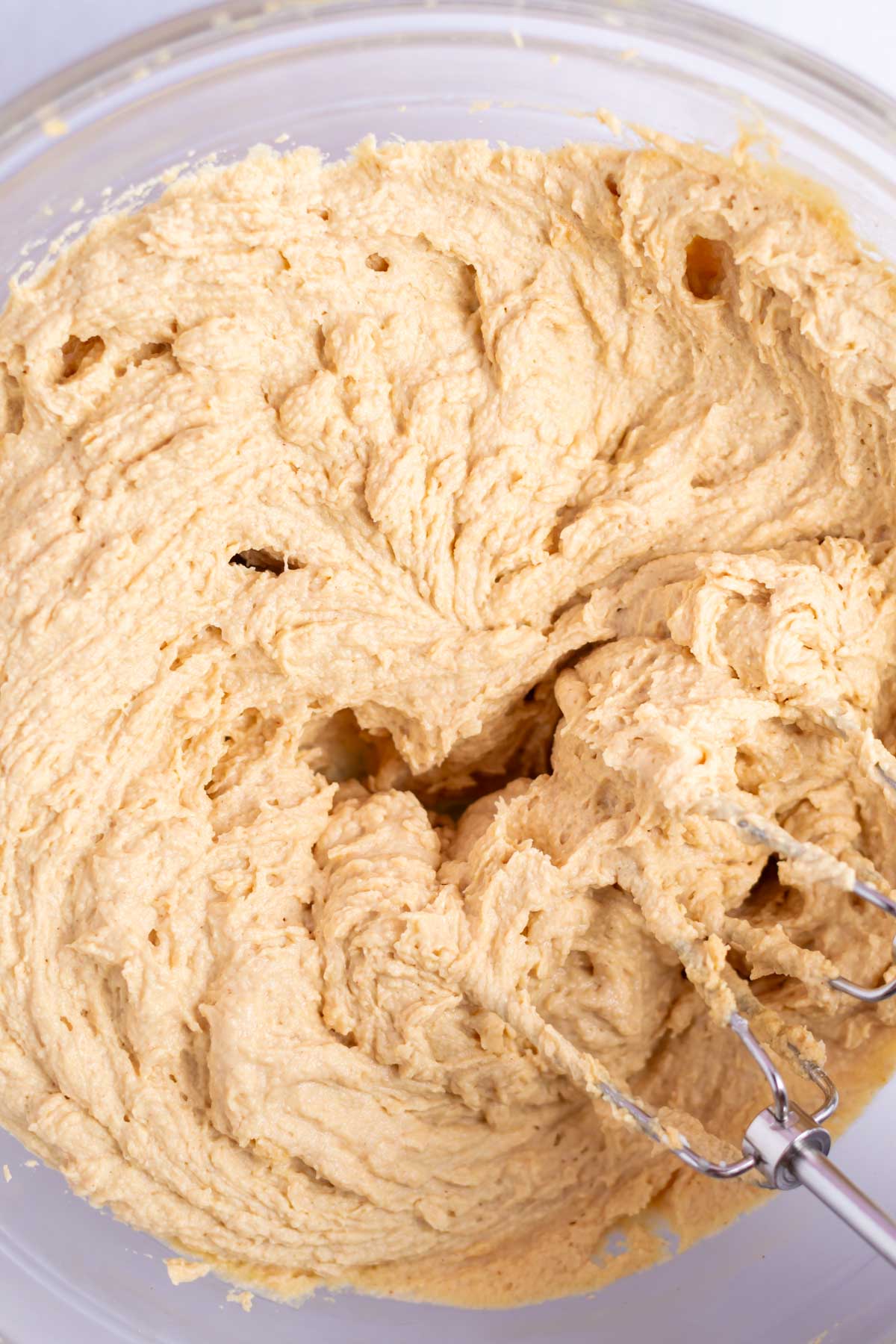 peanut butter, cream cheese, kosher salt, vanilla and confectioners' sugar blended together in a mixing bowl