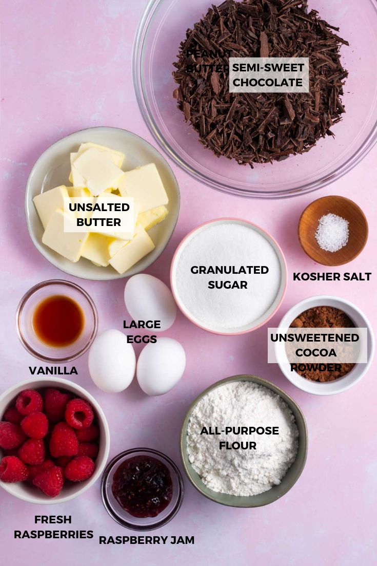 ingredients for raspberry brownies