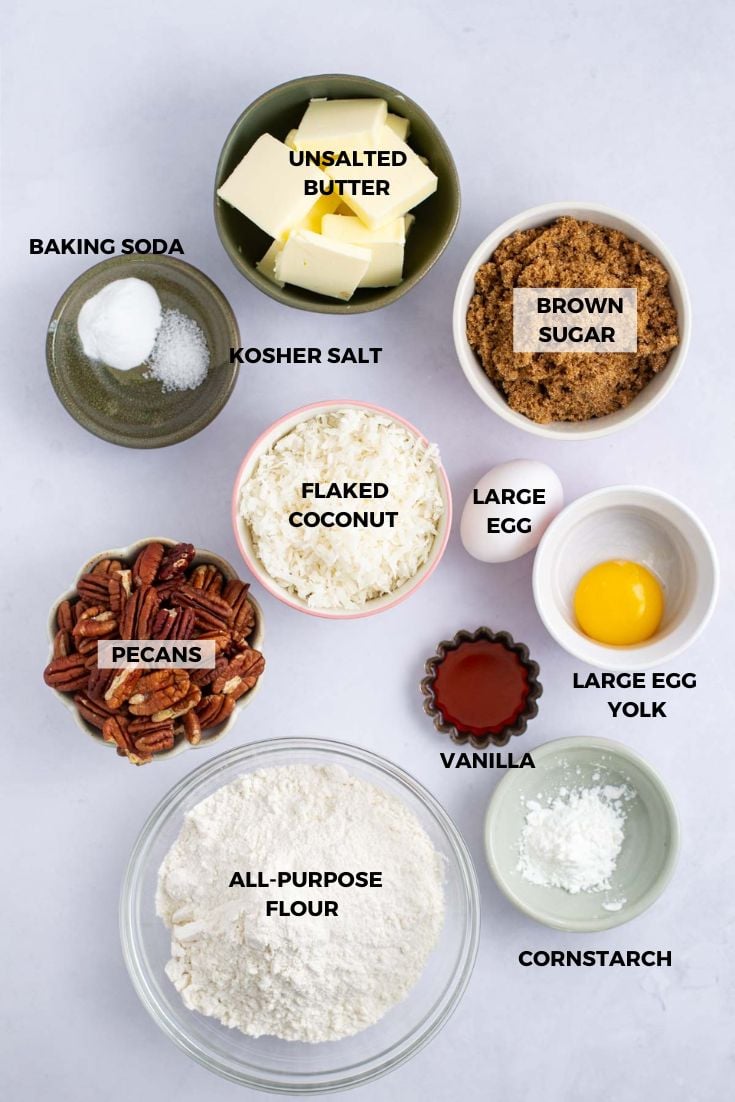 ingredients for coconut pecan cookies