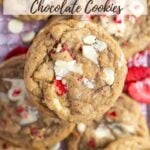 pinterest image for strawberry white chocolate chip cookies