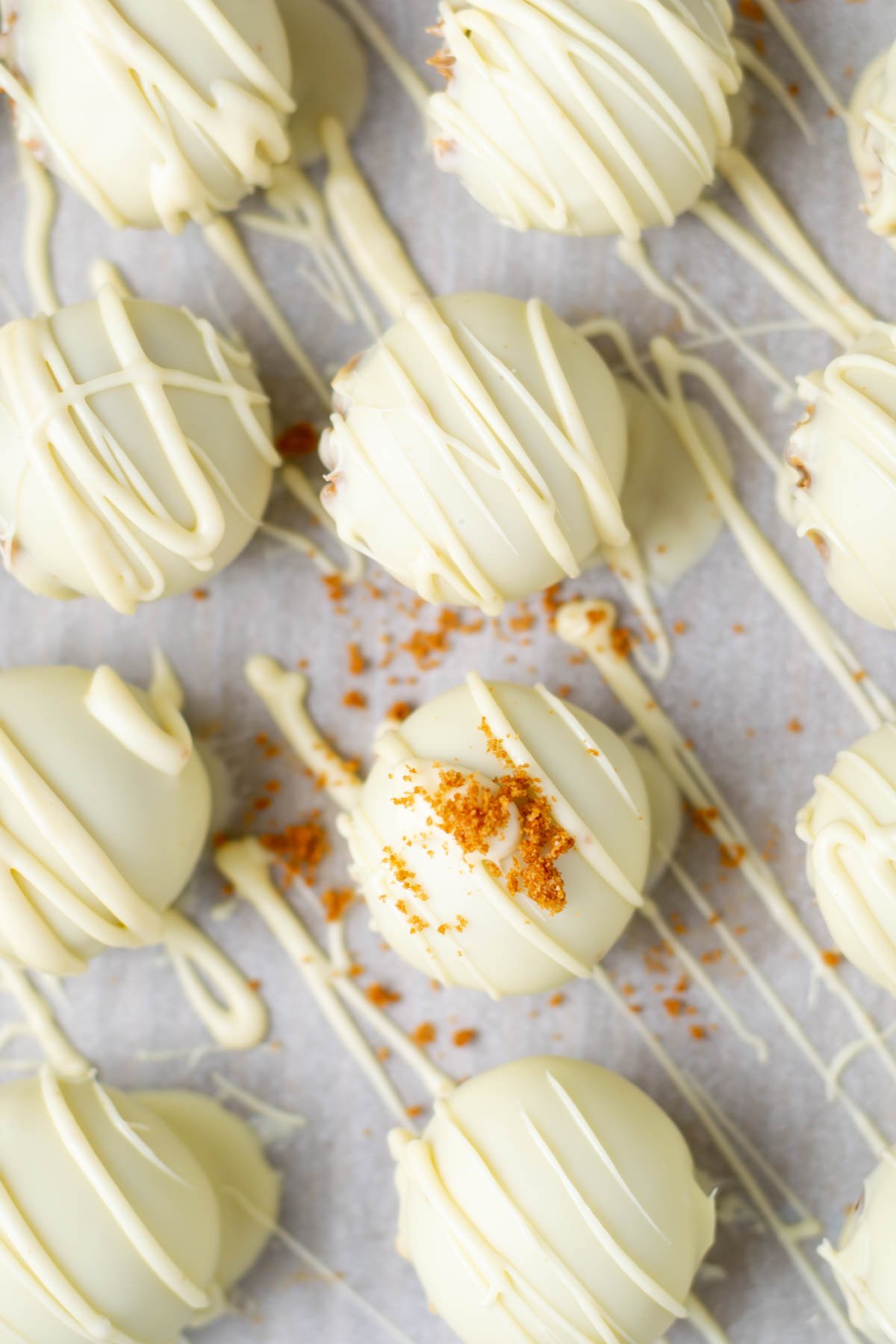 white chocolate drizzled over the tops