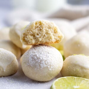 lime cookie with a broken cookie showing the inside texture