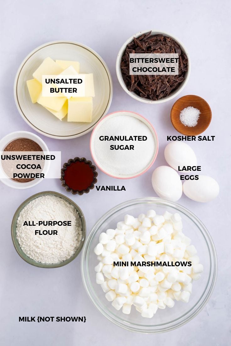 ingredients for marshmallow brownies
