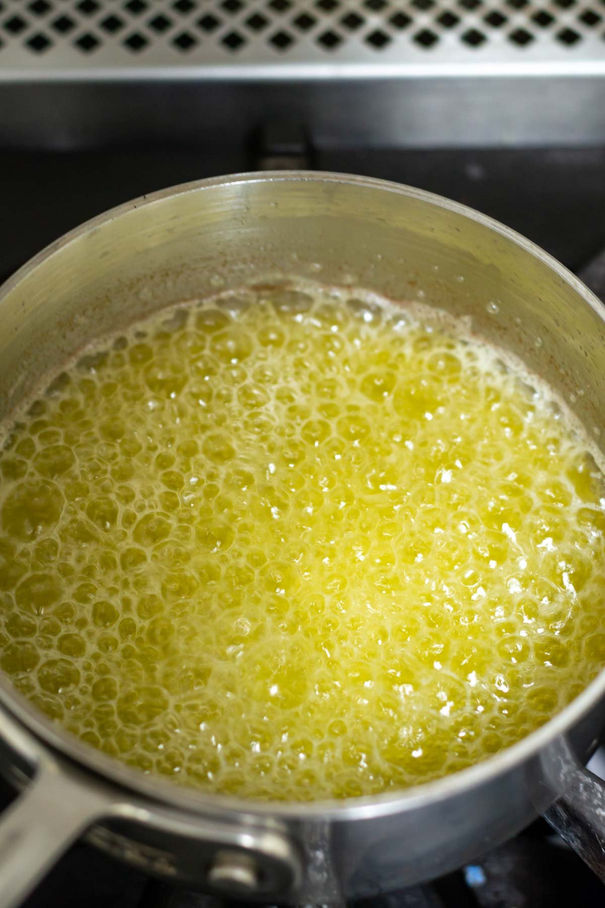 large bubbles of melted butter