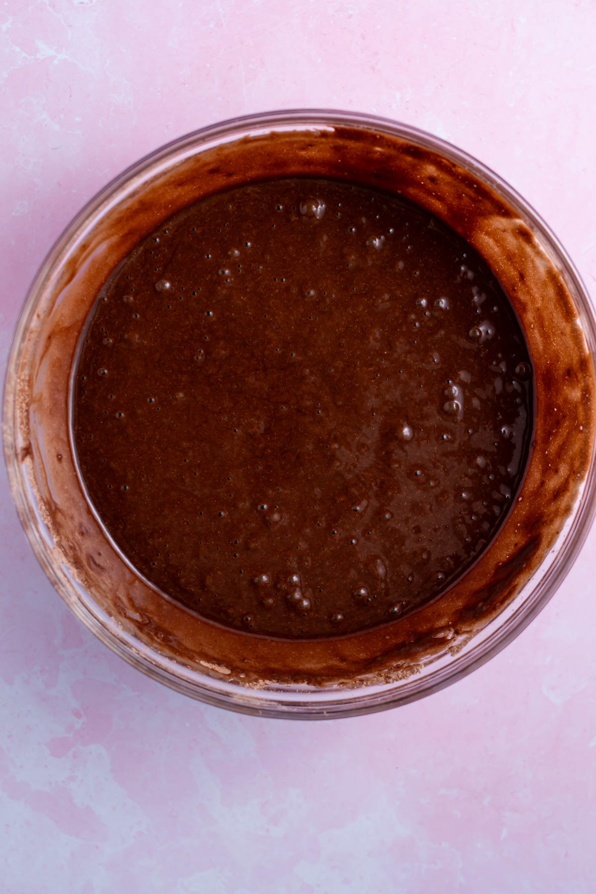 chocolate batter in a mixing bowl