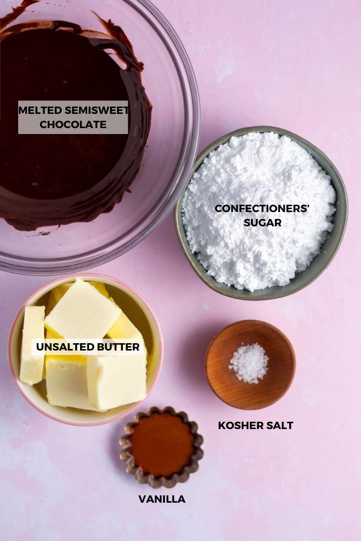 ingredients for chocolate fudge buttercream
