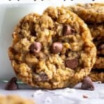 pinterest image for oatmeal coconut cookies