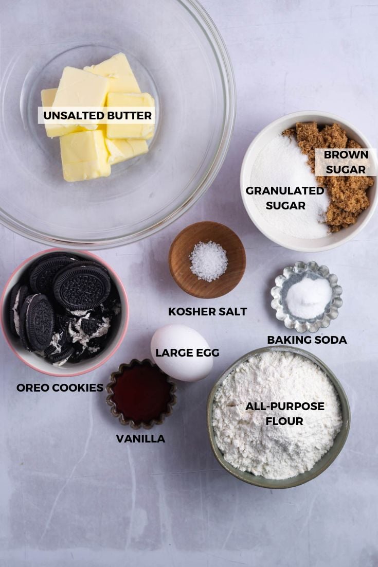 ingredients for oreo cookie dough