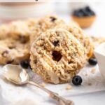 pinterest image for blueberry donuts