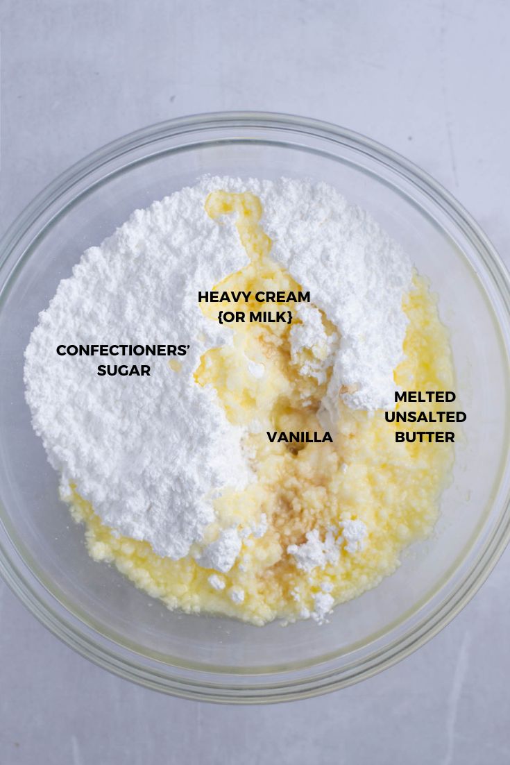 ingredients for vanilla cream icing