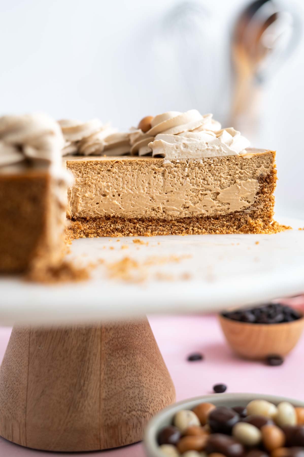 inside look at creamy baked coffee cheesecake