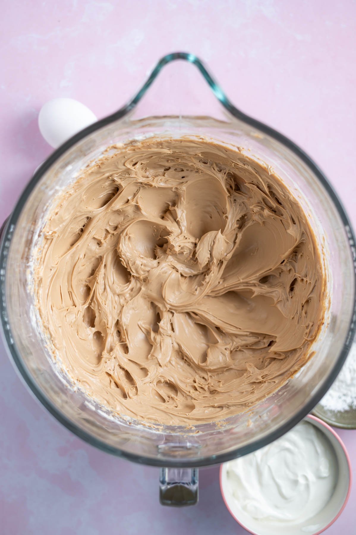 cream cheese, espresso powder and sugar beaten together in a mixing bowl