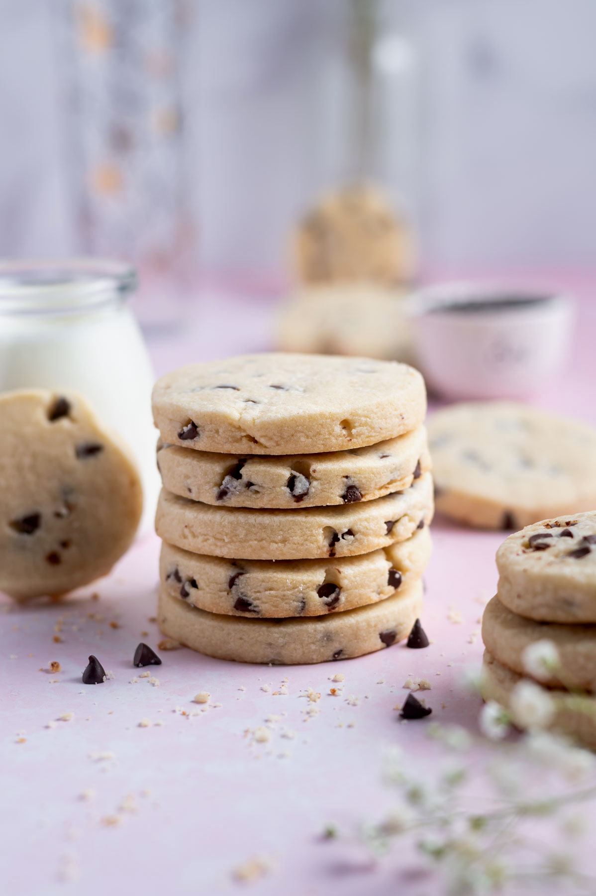 stack of chocolate chip sugar cookies