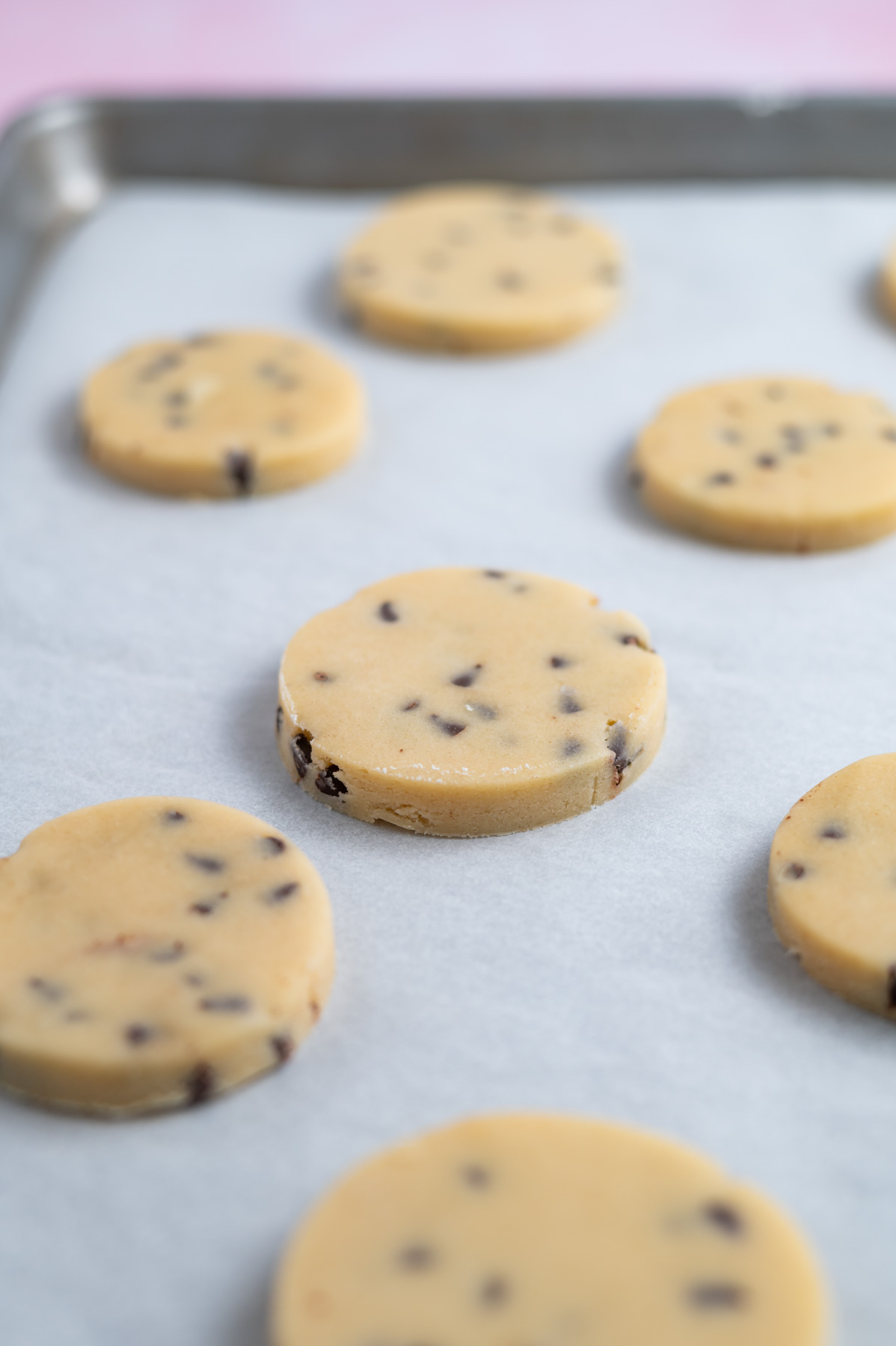 unbaked chocolate chip sugar cookies